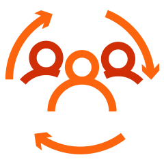 people surrounded by circular arrows