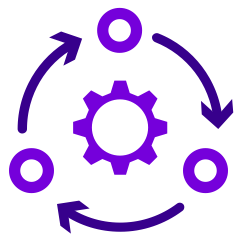 gear surrounded by circles and arrows