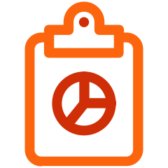 clipboard with a pie chart in the center