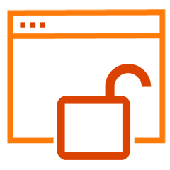open padlock on top of a webpage icon