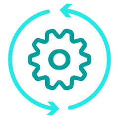 gear inside circular arrows icon