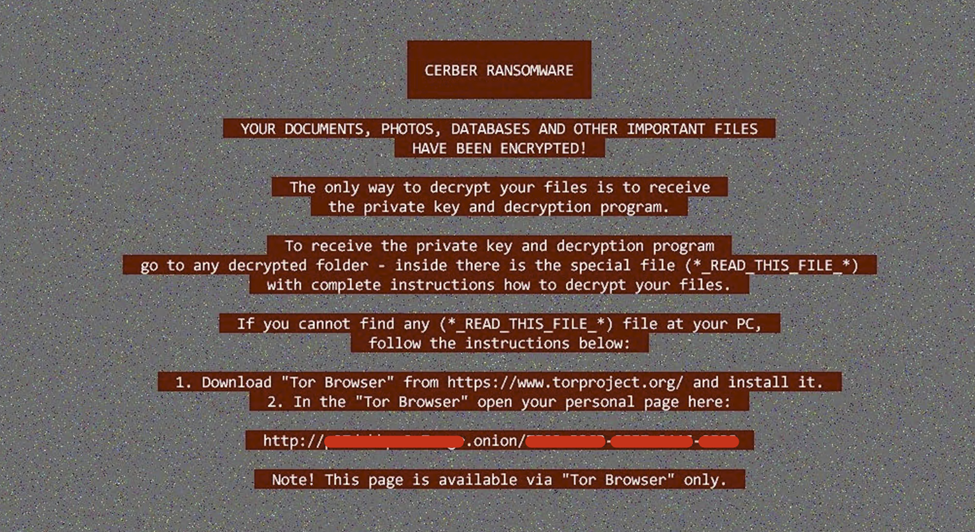 Cerber ransomware, a desktop wallpaper