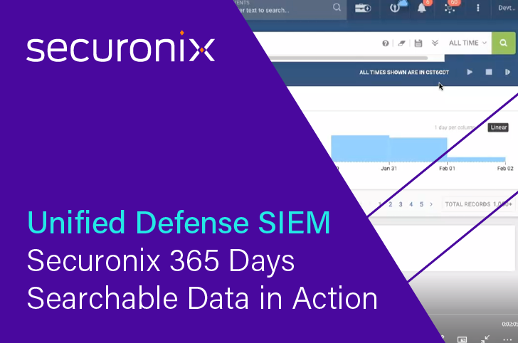 Securonix 365 Days Searchable Data in Action