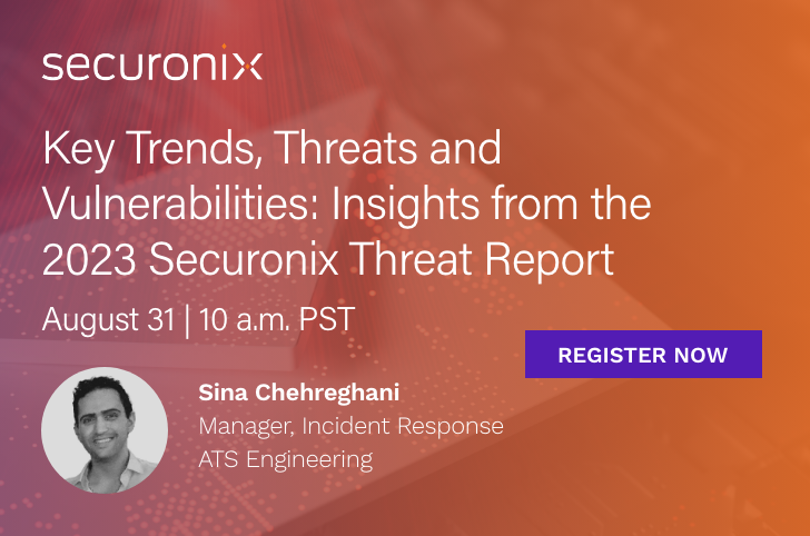 securonix e-banner with headshot of Sina Chehreghani