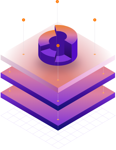 Thin cubes stacked on top of each other with data points