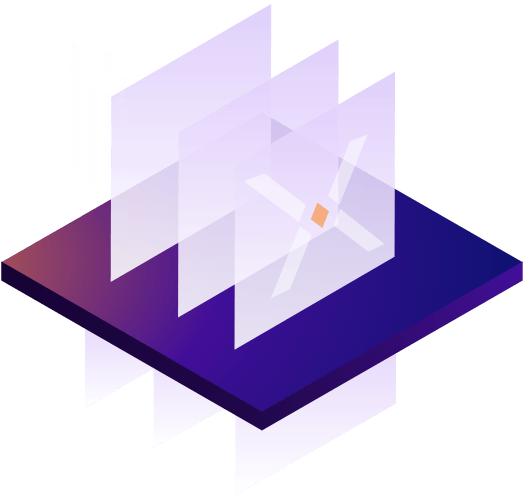 Three 3D pillar illustration with securonix logo