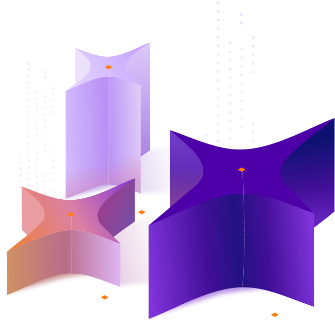 3D purple and pink diamond stars