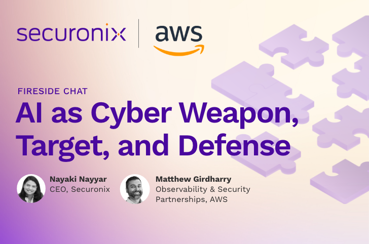 securonix and AWS logos with Nayaki Nayyar and Matthew Girdharry headshots