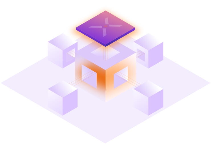 3D rendering of a securonix chip and cubes